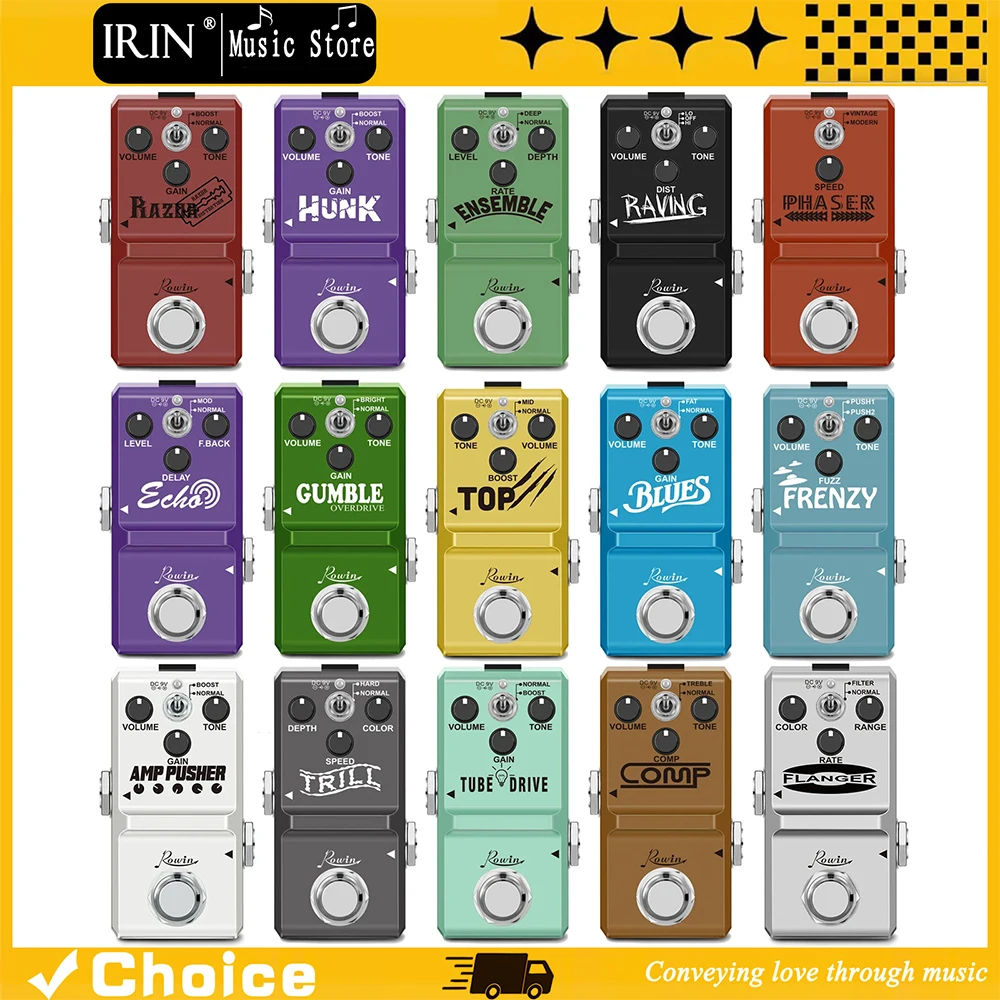 ROWIN Mini Distortion Nano Size Dist Over Drive Fuzz Chorus Flanger Phaser Delay Dumble Booster Tremolo Tube Drive Comp
ROWIN Mini Distortion Nano Size Dist Over Drive Fuzz Chorus Flanger Phaser Delay Dumble Booster Tremolo Tube Drive Comp
