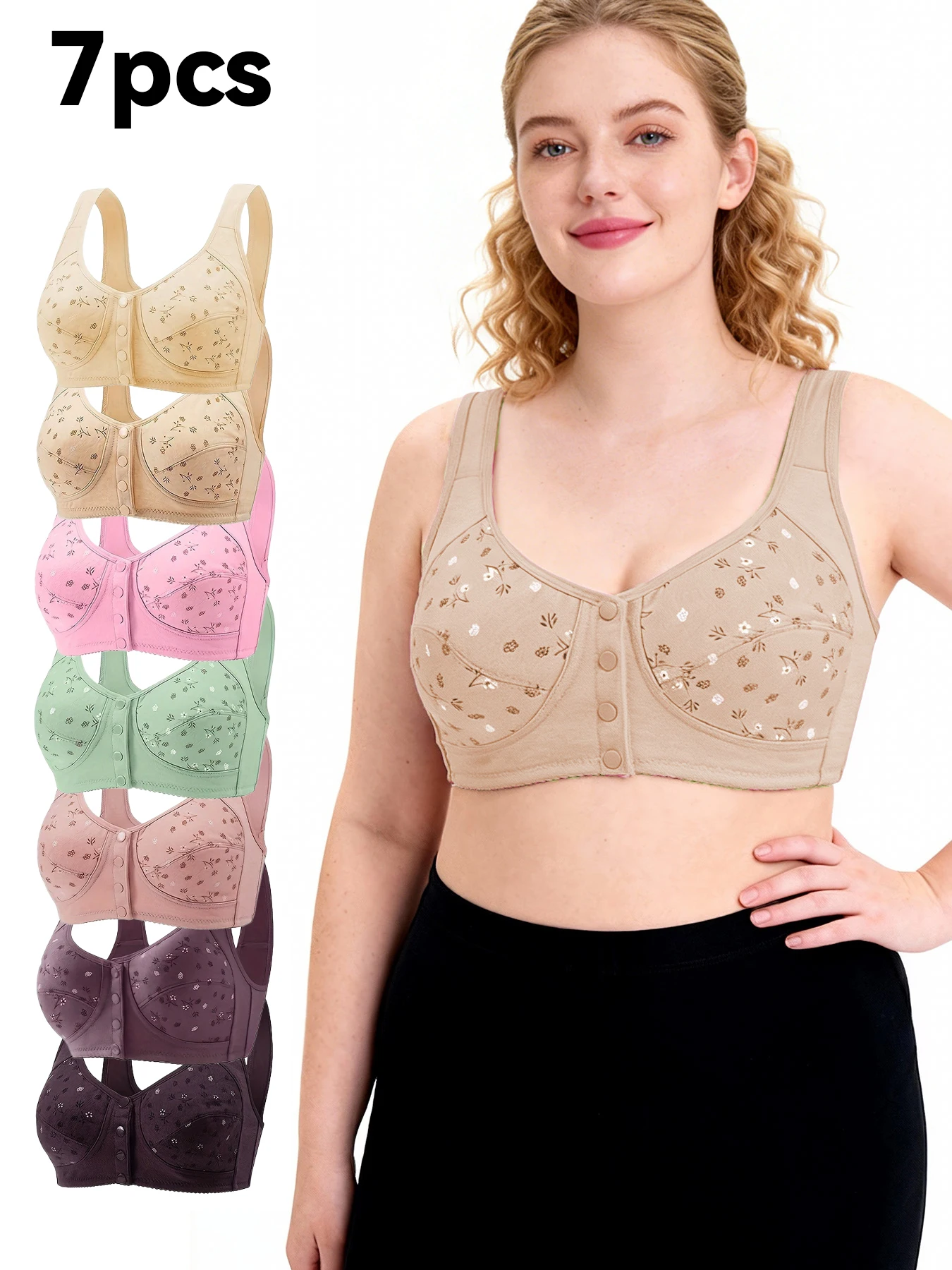 7pcs Daisy Bras for Elderly Women - Front Button Closure, Comfortable Sleep Bras with Non-Removable Padding Plus-Size Sexy Bra
7pcs Daisy Bras for Elderly Women - Front Button Closure, Comfortable Sleep Bras with Non-Removable Padding Plus-Size Sexy Bra