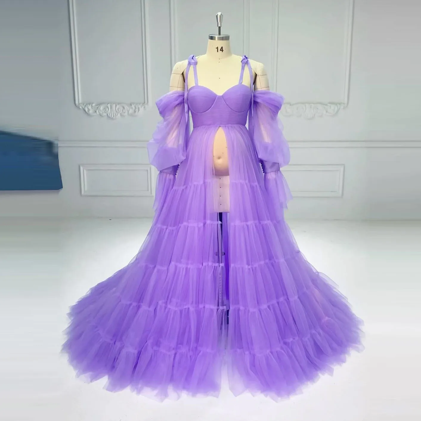 Stylished Lavender Tulle Maternity Dresses To Photoshoots Illusion Tulle Long Pregnant Women Dresses Long Robe
Stylished Lavender Tulle Maternity Dresses To Photoshoots Illusion Tulle Long Pregnant Women Dresses Long Robe