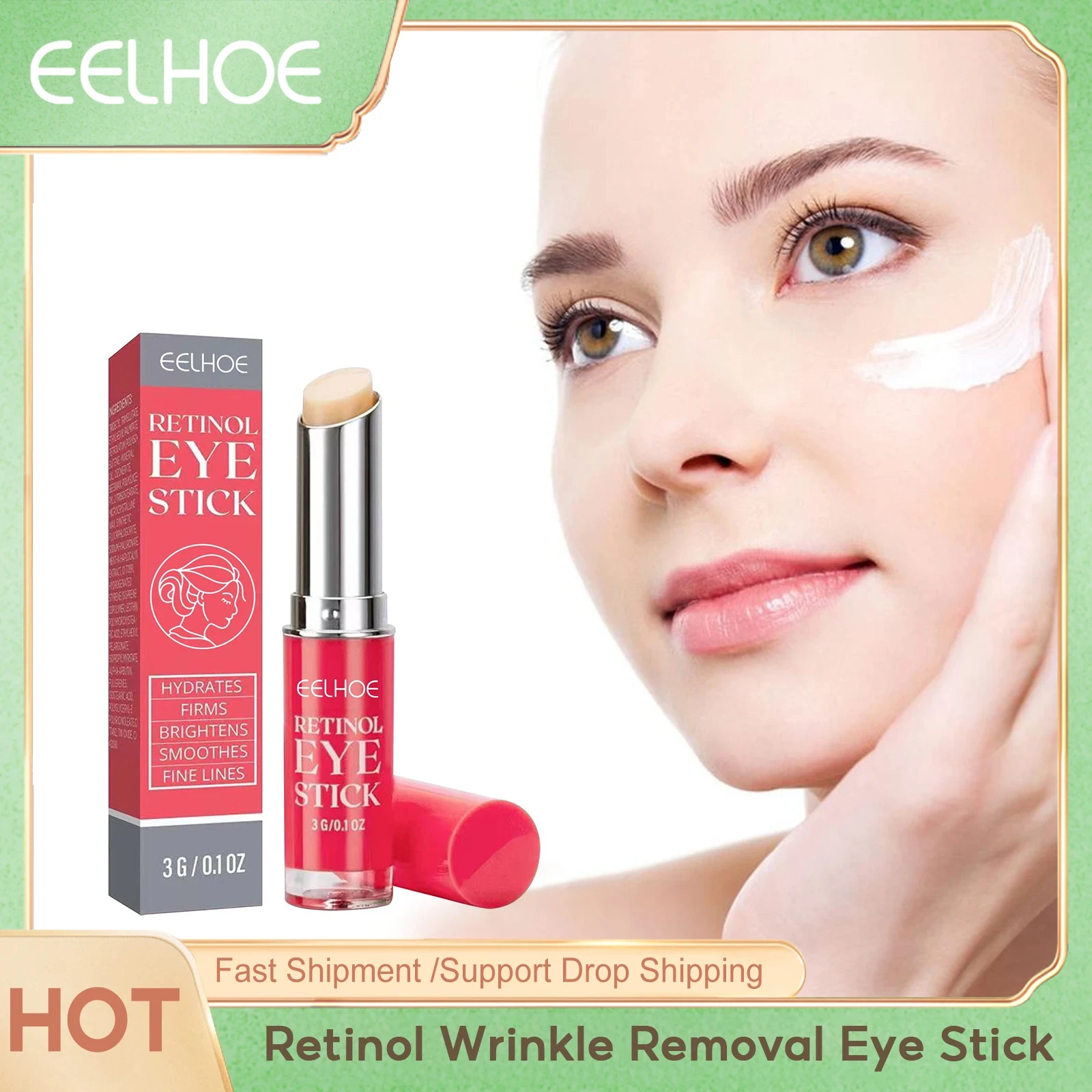 Retinol Wrinkle Removal Eye Stick Anti Puffiness Lighten Dark Circles Eye Bags Diminish Fine Lines Lifting Firming Eye Care 3g
Retinol Wrinkle Removal Eye Stick Anti Puffiness Lighten Dark Circles Eye Bags Diminish Fine Lines Lifting Firming Eye Care 3g