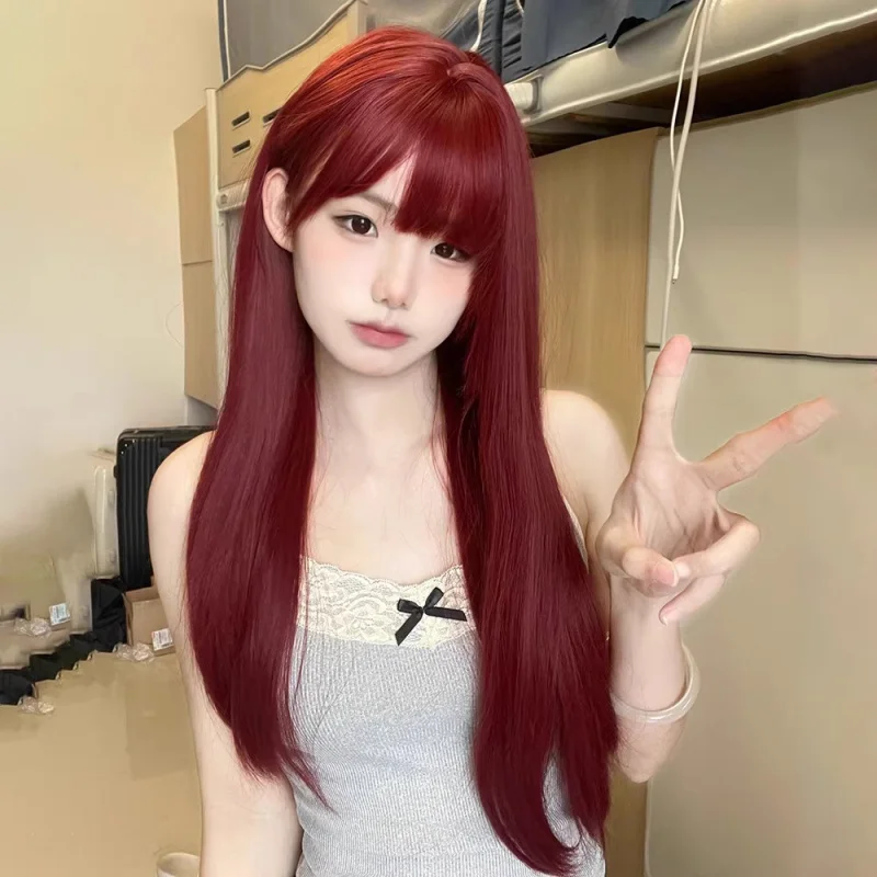 Women's Daily Long Hair Wig Heart Bubble Bean Same StylejkLittle RoselolitaBlack Long Straight Sweet Natural Full Wig
Women's Daily Long Hair Wig Heart Bubble Bean Same StylejkLittle RoselolitaBlack Long Straight Sweet Natural Full Wig