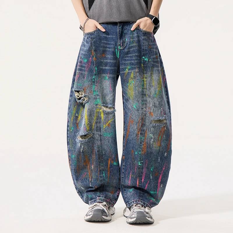 Мужские рваные джинсы с граффити, уличный стиль, хип-хоп, свободные повседневные джинсы с широкими штанинами, джинсы-багги, брюки Cityboy
Мужские рваные джинсы с граффити, уличный стиль, хип-хоп, свободные повседневные джинсы с широкими штанинами, джинсы-багги, брюки Cityboy