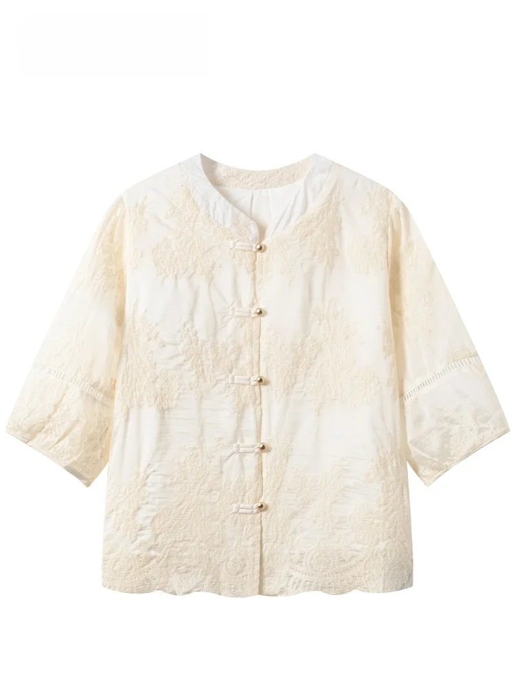 Loose Fit Short Sleeve Women's Shirt Summer New Chinese Style plus Size Casual Top for Plump Sister Comfortable Breathable
Loose Fit Short Sleeve Women's Shirt Summer New Chinese Style plus Size Casual Top for Plump Sister Comfortable Breathable