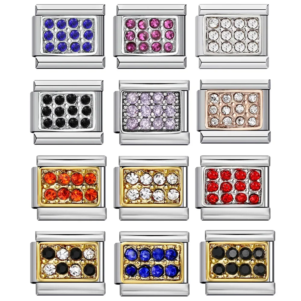Colorful Square Inlaid Zircon Italian Charm Links Fit 9mm Bracelets Stainless Steel For Woman Men Gifts DIY Jewelry Making Beads
Colorful Square Inlaid Zircon Italian Charm Links Fit 9mm Bracelets Stainless Steel For Woman Men Gifts DIY Jewelry Making Beads