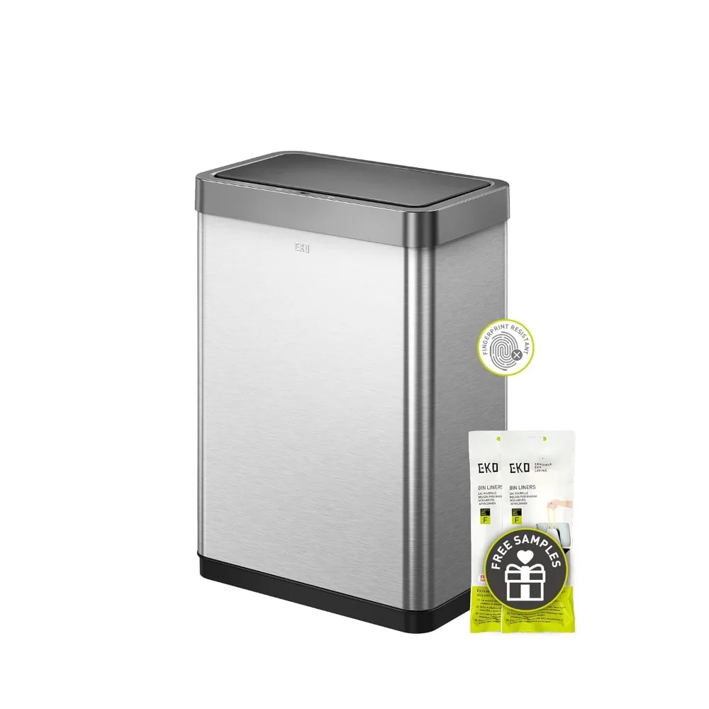 Mirage-X 47 Liter / 12.4 Gallon Touchless Rectangular Motion Sensor Trash Can with Removable Liner, Brushed Stainless Steel Fin
Mirage-X 47 Liter / 12.4 Gallon Touchless Rectangular Motion Sensor Trash Can with Removable Liner, Brushed Stainless Steel Fin
