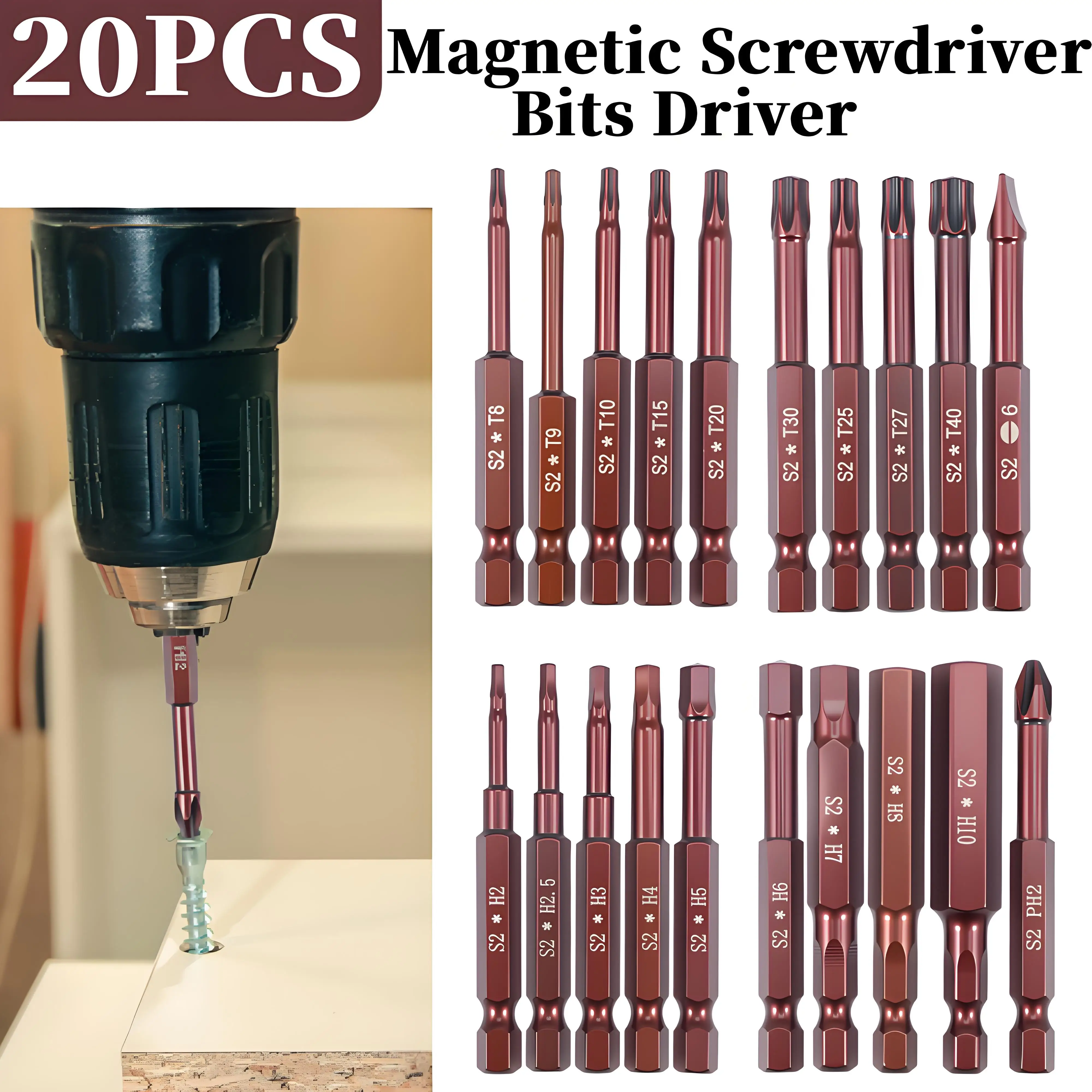 20Pcs Upgraded Magnetic Screwdriver Bits 65mm Alloy Steel Electric Driver Screw Non-Slip For Automobile Maintenance Electricians
20Pcs Upgraded Magnetic Screwdriver Bits 65mm Alloy Steel Electric Driver Screw Non-Slip For Automobile Maintenance Electricians
