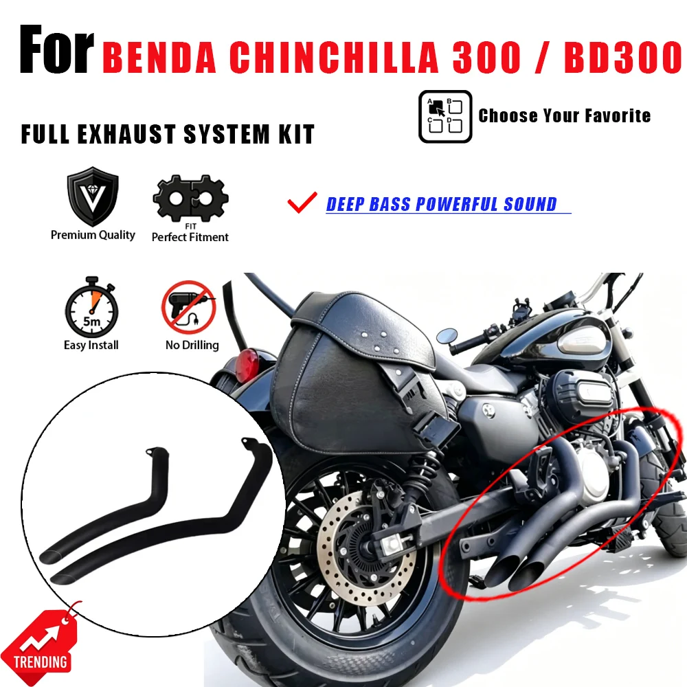 For Benda Chinchilla 300 BD300 Full Exhaust System Pipe Muffler Deep Bass Rich Sound Accesorios Moto Escape Moto Modified
For Benda Chinchilla 300 BD300 Full Exhaust System Pipe Muffler Deep Bass Rich Sound Accesorios Moto Escape Moto Modified