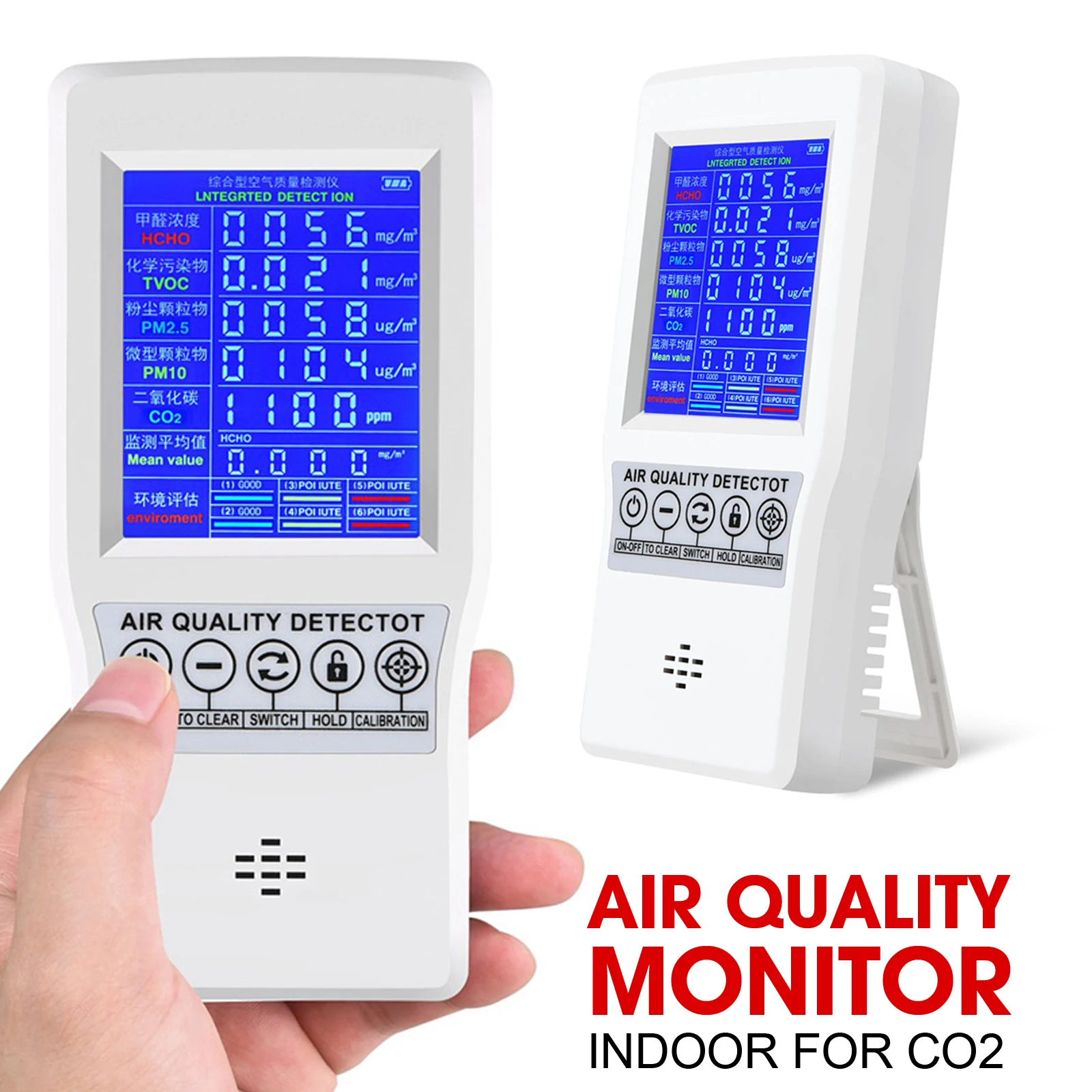 Air Quality Monitor Gas Detector for CO2 PM2.5 HCHO TVOC Temperature Humidity Monitor Air Quality Detector with Real Sensors
Air Quality Monitor Gas Detector for CO2 PM2.5 HCHO TVOC Temperature Humidity Monitor Air Quality Detector with Real Sensors