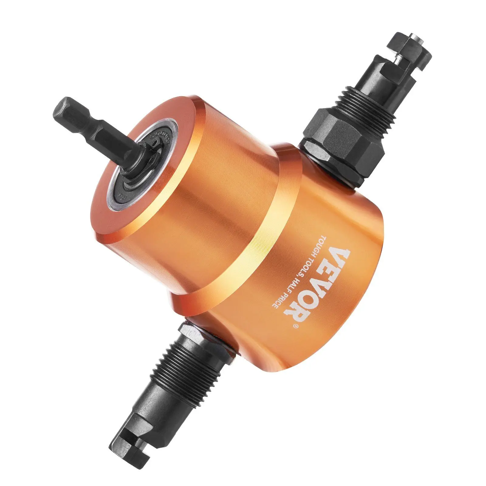 360° Double Head Sheet Metal Nibbler–Drill attachment for straight, curved&circular cuts.Includes punch/die set &step drill bit.
360° Double Head Sheet Metal Nibbler–Drill attachment for straight, curved&circular cuts.Includes punch/die set &step drill bit.