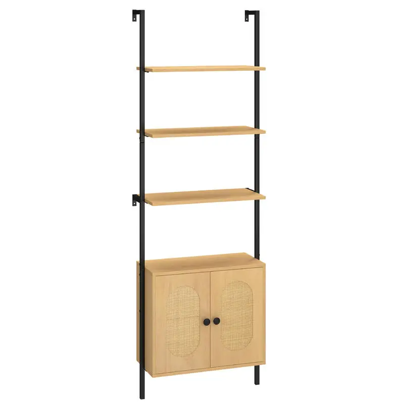 72.5 Inch 6-Tier Wall Mounted Ladder Bookshelf with Rattan Cabinet-Natural
72.5 Inch 6-Tier Wall Mounted Ladder Bookshelf with Rattan Cabinet-Natural