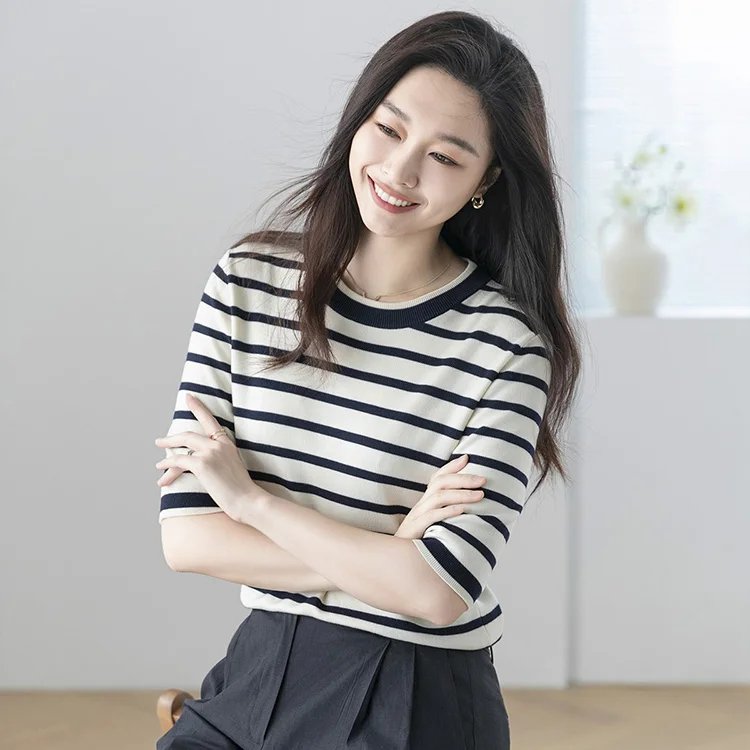 Женская вязаная кофта Hooton в полоску, свободного кроя, из смесового хлопка и шелка, повседневная
Женская вязаная кофта Hooton в полоску, свободного кроя, из смесового хлопка и шелка, повседневная