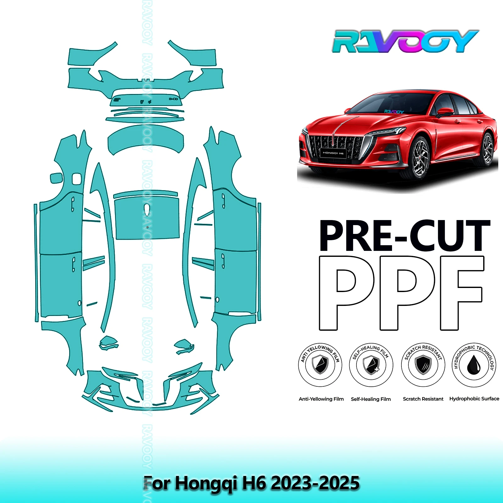 Full Vehicle Clear Bra Precut PPF Paint Protection Film For Hongqi H6 2023-2025
Full Vehicle Clear Bra Precut PPF Paint Protection Film For Hongqi H6 2023-2025
