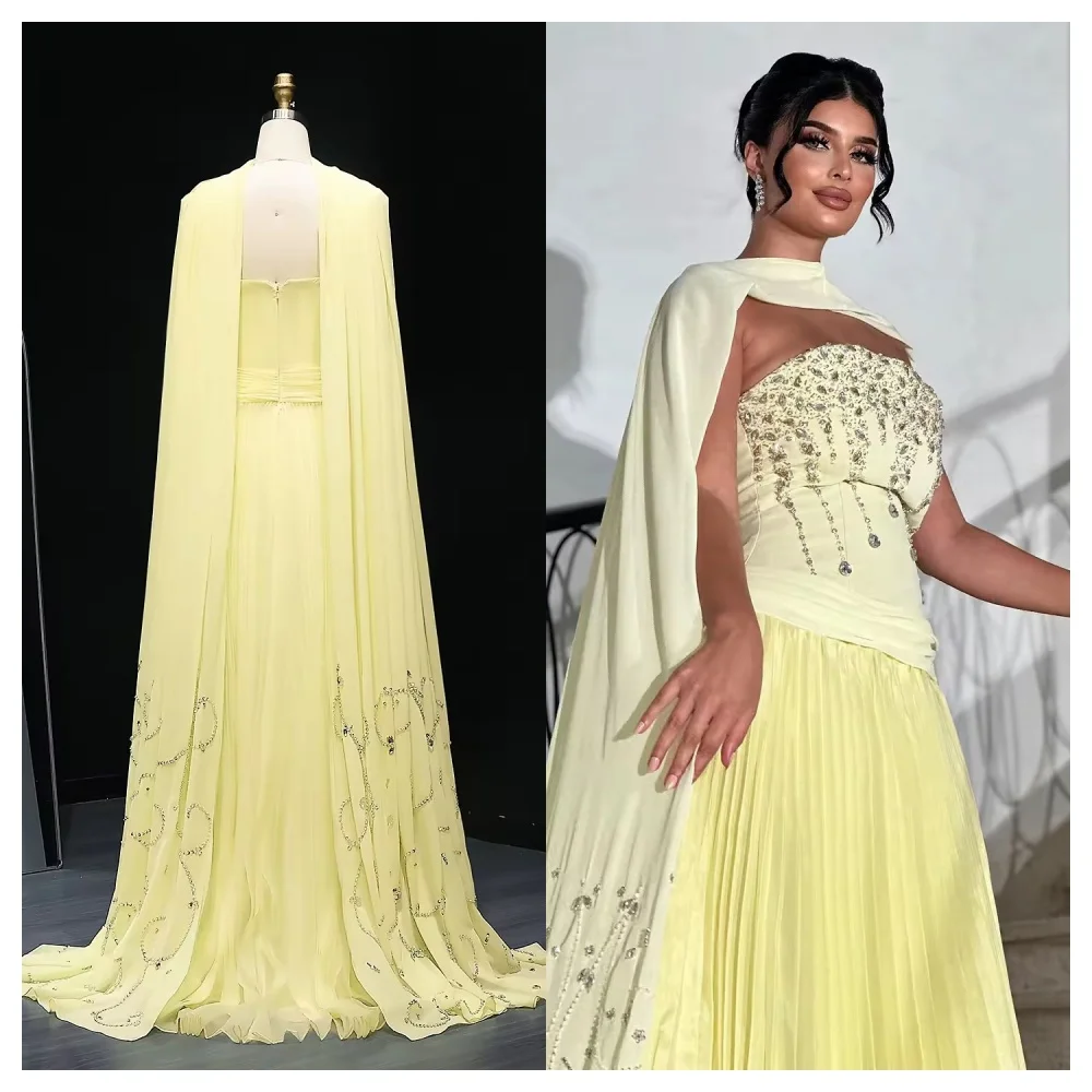 Customized Elegant Yellow Tulle Evening Dress Exquisite Crew Neck Sleeveless Party Dress High Quality Straight Celebrity Gowns
Customized Elegant Yellow Tulle Evening Dress Exquisite Crew Neck Sleeveless Party Dress High Quality Straight Celebrity Gowns
