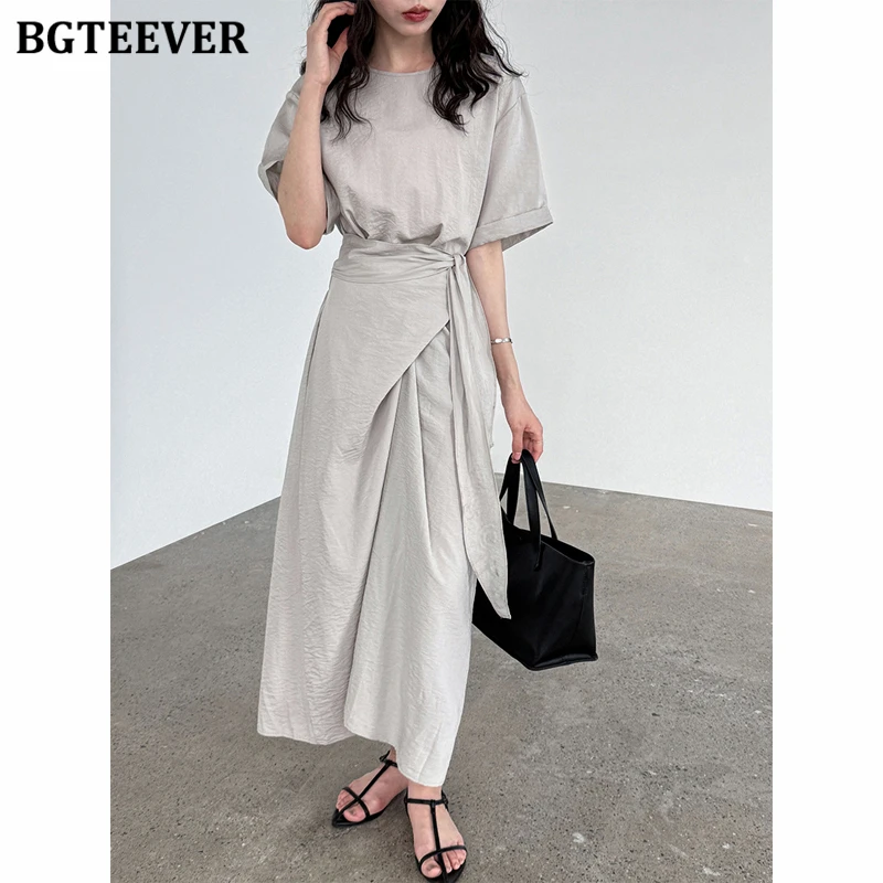 BGTEEVER Summer Slim Waist Women A-line Dress Stylish O-neck Short Sleeve Female Mid-Length Dress
BGTEEVER Summer Slim Waist Women A-line Dress Stylish O-neck Short Sleeve Female Mid-Length Dress