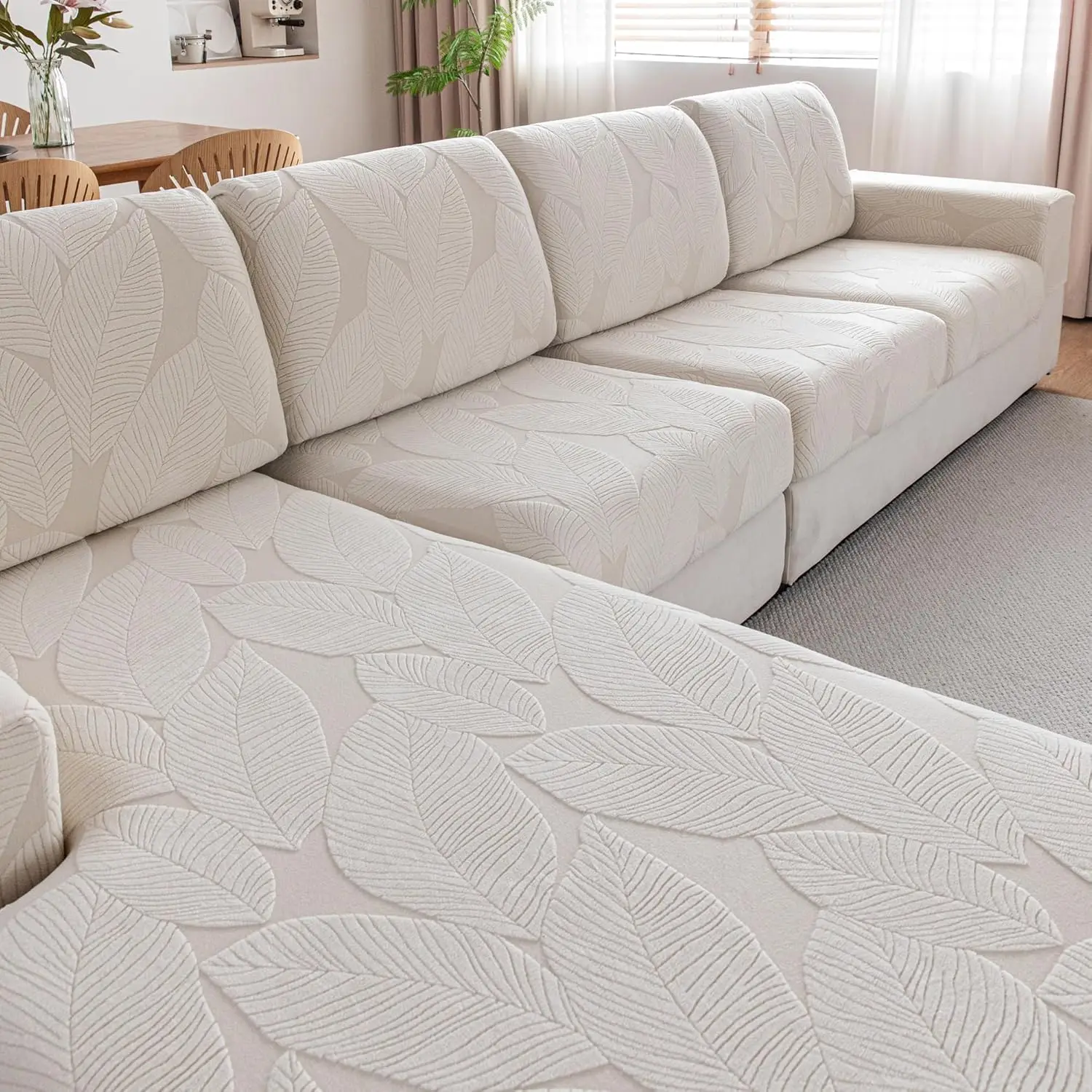 L-Shaped Sofa Slipcovers Set, Washable Stretch Fabric, Anti-Slip Pet-Friendly Furniture Protector (2 Seats + 1 Chaise, Ivory)
L-Shaped Sofa Slipcovers Set, Washable Stretch Fabric, Anti-Slip Pet-Friendly Furniture Protector (2 Seats + 1 Chaise, Ivory)