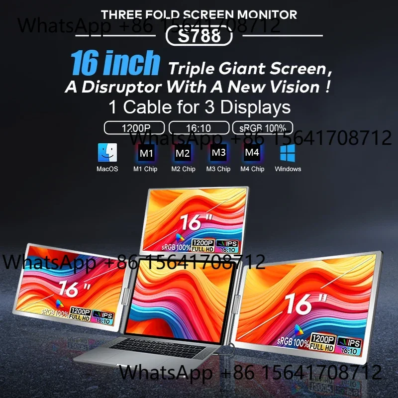 Peiqi 1200P 16-дюймовый IPS кабель для ноутбука с одним подключением M 1 для 3 дисплеев портативный тройной внешний экран для ноутбуков202
Peiqi 1200P 16-дюймовый IPS кабель для ноутбука с одним подключением M 1 для 3 дисплеев портативный тройной внешний экран для ноутбуков202
