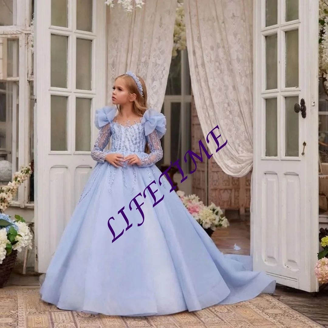 Customized Pink Blue Flower Girl Dress For Wedding Applqique Tulle Puffy Floor Length Kids Baby Birthday First Communion Gown
Customized Pink Blue Flower Girl Dress For Wedding Applqique Tulle Puffy Floor Length Kids Baby Birthday First Communion Gown
