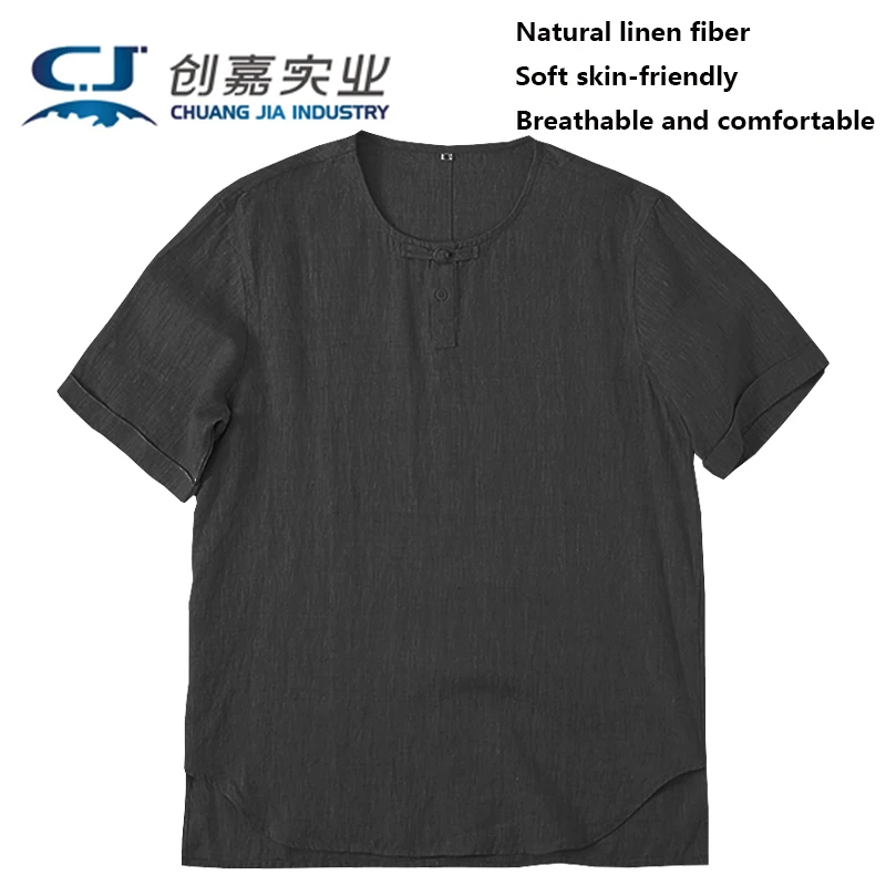 High-end Natural Linen Men's Short Sleeve T-shirt Dark Green Disc Button Pullover Retro Temperament Casual Light Luxury Wear
High-end Natural Linen Men's Short Sleeve T-shirt Dark Green Disc Button Pullover Retro Temperament Casual Light Luxury Wear