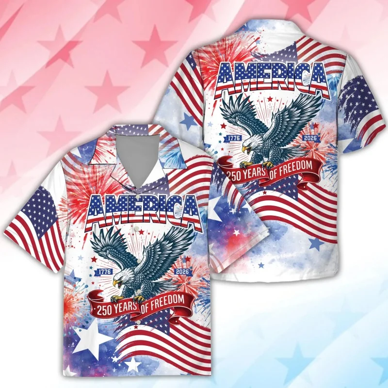 Funny USA 250th Anniversary Graphic Hawaiian Shirt For Men 3D Printed Eagle Flag Short Sleeves Summer Blouses Lapel Aloha Shirts
Funny USA 250th Anniversary Graphic Hawaiian Shirt For Men 3D Printed Eagle Flag Short Sleeves Summer Blouses Lapel Aloha Shirts
