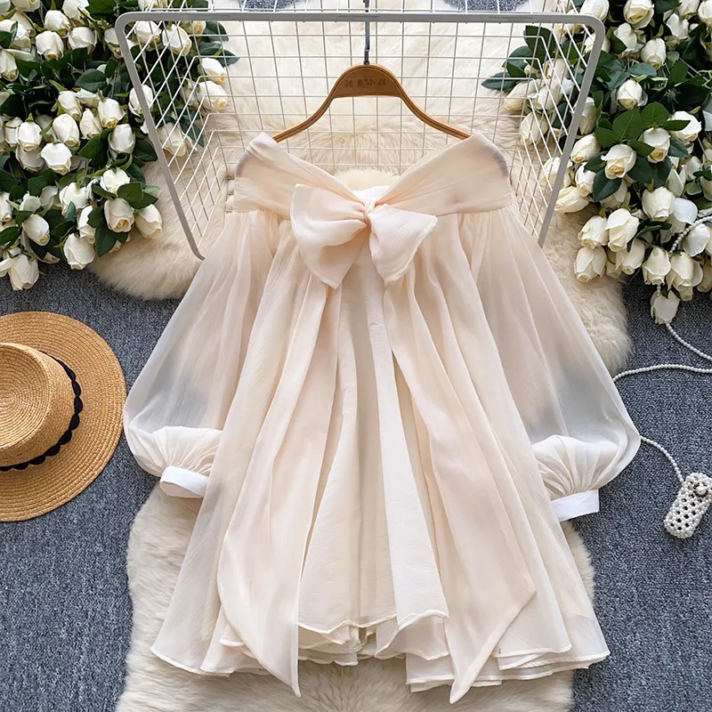 Thai Designer Butterfly Knot Bubble Sleeve Off Shoulder Organza Romantic Style Dress In 3 Colors
Thai Designer Butterfly Knot Bubble Sleeve Off Shoulder Organza Romantic Style Dress In 3 Colors