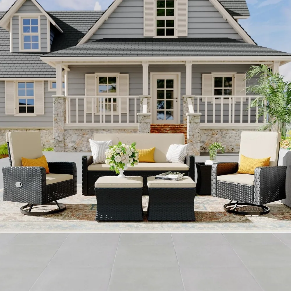 6 Piece Patio Furniture Set, Wicker Patio Conversation Sets with Swivel & Recline Chairs, Outdoor Sectional Sofa Sets with 2 Sto
6 Piece Patio Furniture Set, Wicker Patio Conversation Sets with Swivel & Recline Chairs, Outdoor Sectional Sofa Sets with 2 Sto