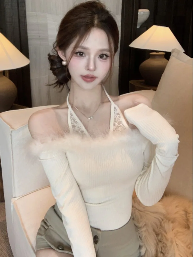 Lace Collar Long Sleeve T-Shirt Women's Spring Autumn New Style Splicing Tight Fit Base Shirt Outerwear Tight Body Shirt
Lace Collar Long Sleeve T-Shirt Women's Spring Autumn New Style Splicing Tight Fit Base Shirt Outerwear Tight Body Shirt