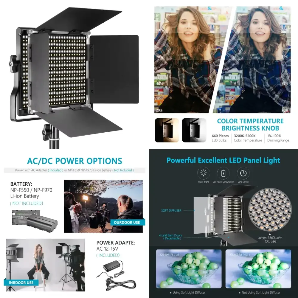 For Neewer Professional Metal Bi-Color LED Studio Video Light Dimmable 660 Beads for YouTube Product Photography & Video
For Neewer Professional Metal Bi-Color LED Studio Video Light Dimmable 660 Beads for YouTube Product Photography & Video