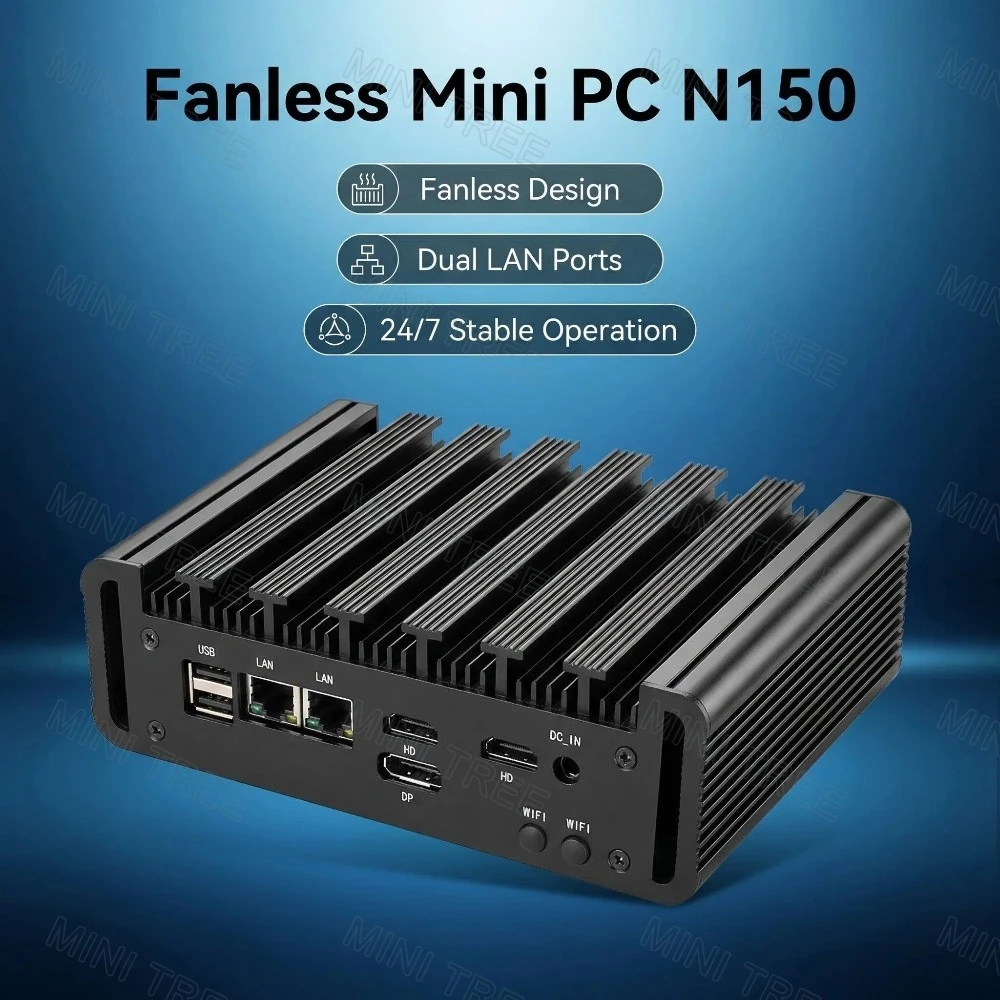 Intel N150 Mini PC NUC Desktop Computer 2xHD DP Triple 4K Output Dual Lan 2xRS232 COM Ubuntu Fanless Industrial Embedded Box PC
Intel N150 Mini PC NUC Desktop Computer 2xHD DP Triple 4K Output Dual Lan 2xRS232 COM Ubuntu Fanless Industrial Embedded Box PC
