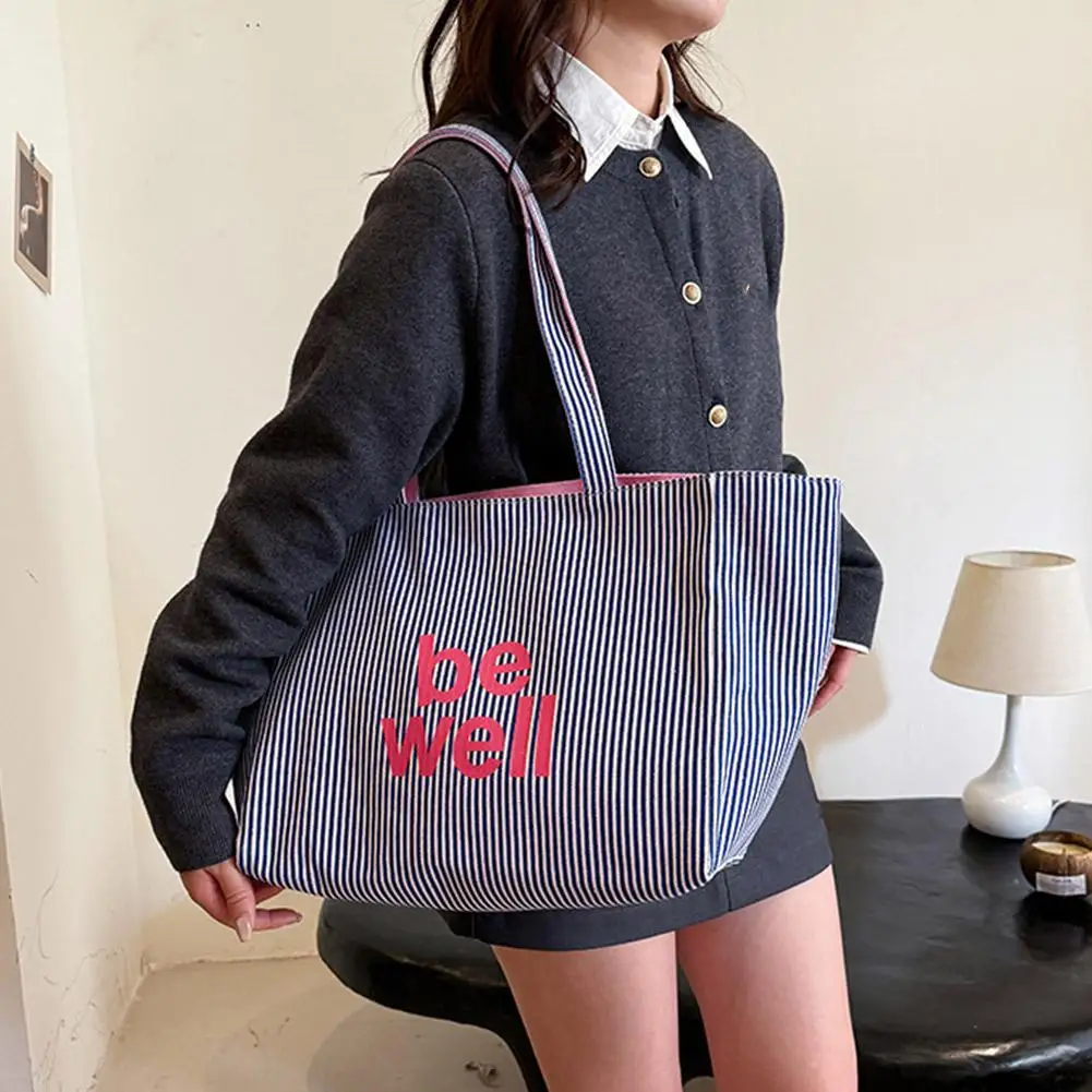 Beach Tote Bag Fashion Women Canvas Summer Large Capacity Striped Shoulder Bag Tote Handbag Shopping Shoulder Bags
Beach Tote Bag Fashion Women Canvas Summer Large Capacity Striped Shoulder Bag Tote Handbag Shopping Shoulder Bags 