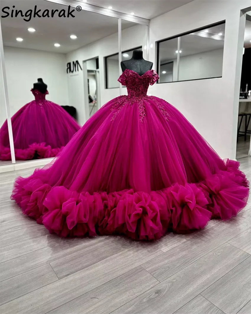 Princess Hot Pink Quinceanera Dresses Gown Bead Crystals Tiered Ruffles 15th Birthday Party Sweet 16 Dress Ball Gown Customized
Princess Hot Pink Quinceanera Dresses Gown Bead Crystals Tiered Ruffles 15th Birthday Party Sweet 16 Dress Ball Gown Customized