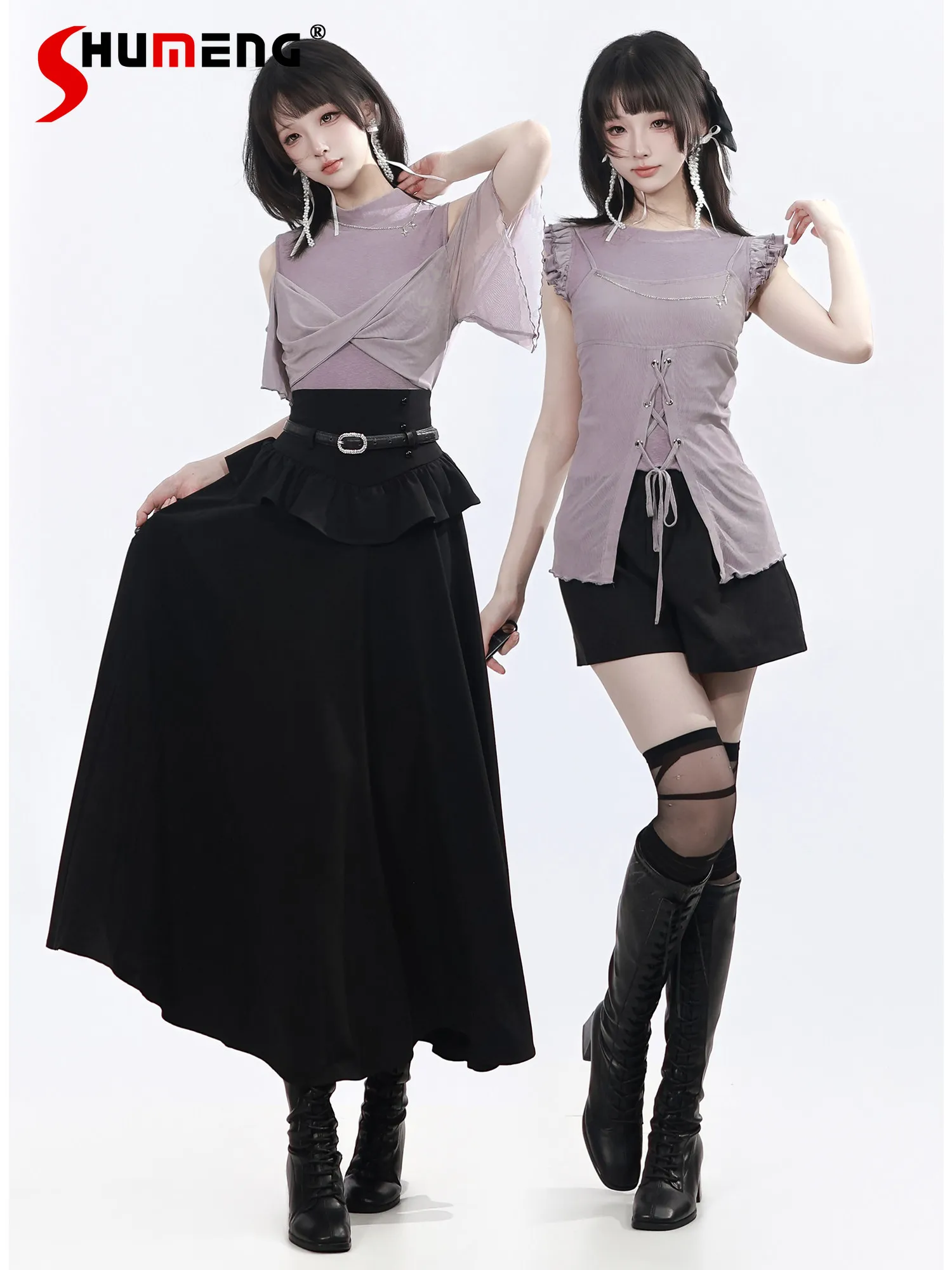 Y2K Japanese Girls Skirt Suit Summer New Student Sweet Cool Slim Top Skirt Shorts Outfit Punk Style Female Casual Clothing 2026
Y2K Japanese Girls Skirt Suit Summer New Student Sweet Cool Slim Top Skirt Shorts Outfit Punk Style Female Casual Clothing 2026