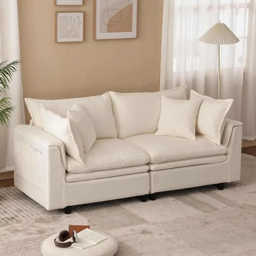 2-Seat Cloud Loveseat with 4 Pillows, Chenille Fabric, Cozy for Living Room, Office, and Bedroom, Beige
2-Seat Cloud Loveseat with 4 Pillows, Chenille Fabric, Cozy for Living Room, Office, and Bedroom, Beige