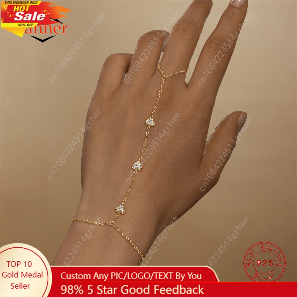 CANNER 925 Sterling Silver Heart Shape Petal CZ Sparking Zircon Bracelet Ring Chain For Women Minimalism Hand Chain Bracelets
CANNER 925 Sterling Silver Heart Shape Petal CZ Sparking Zircon Bracelet Ring Chain For Women Minimalism Hand Chain Bracelets