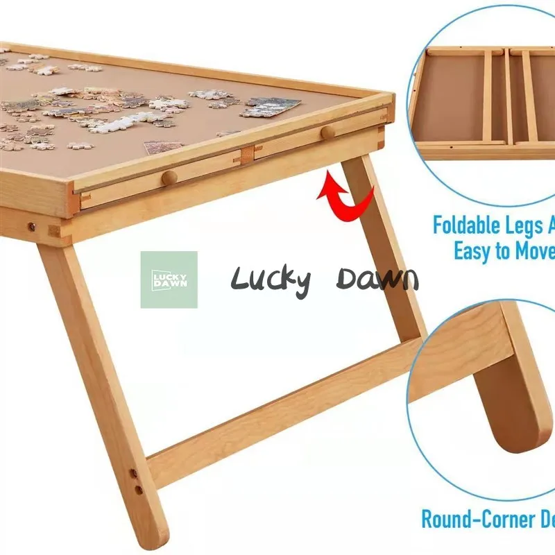 Wooden jigsaw puzzle table with 4 drawers for classified storage and foldable storage table, suitable for 1500-piece jigsaw
Wooden jigsaw puzzle table with 4 drawers for classified storage and foldable storage table, suitable for 1500-piece jigsaw