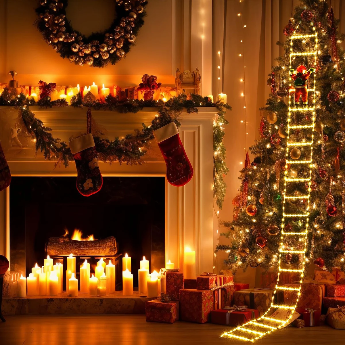 Christmas Light String Santa Claus Climbing on Rope Ladder Christmas Decoration 2024 for Home Xmas Tree Decor Hanging Pendants
Christmas Light String Santa Claus Climbing on Rope Ladder Christmas Decoration 2024 for Home Xmas Tree Decor Hanging Pendants