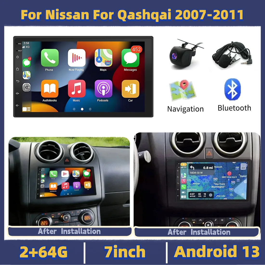 7in Car Stereo Radio For Nissan For Qashqai 2007-2011 Android 15 2+64G Navigation For Carplay GPS Navigation Radio Player
7in Car Stereo Radio For Nissan For Qashqai 2007-2011 Android 15 2+64G Navigation For Carplay GPS Navigation Radio Player