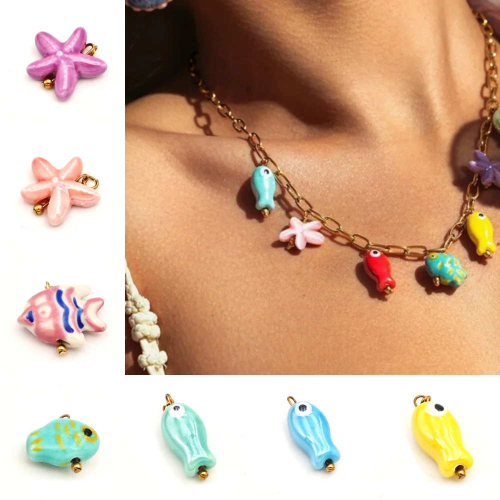 Vintage Ocean Style DIY Mini Fish Necklace Jewelry Colorful Fish Pendant Bohemia Handmade Starfish Chain Choker Summer
Vintage Ocean Style DIY Mini Fish Necklace Jewelry Colorful Fish Pendant Bohemia Handmade Starfish Chain Choker Summer