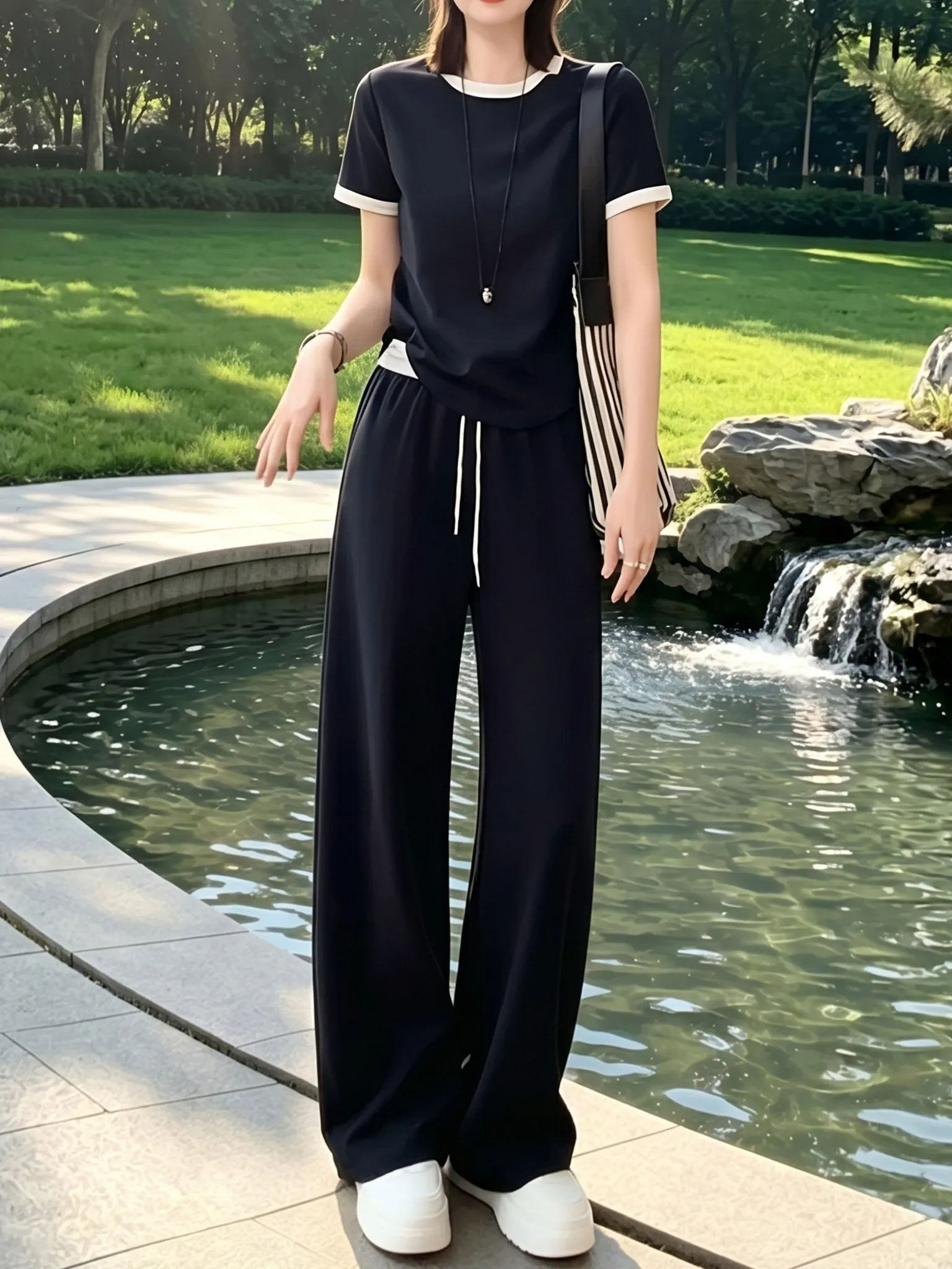 Slimming Summer Fashion Set High Waist Wide Leg Pants T-Shirt Breathable Lightweight Casual Commute Style Women's Ensemble
Slimming Summer Fashion Set High Waist Wide Leg Pants T-Shirt Breathable Lightweight Casual Commute Style Women's Ensemble