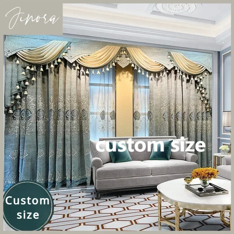 European Blue Gray Chenille Embroidered Luxury Curtains For Living Room Bedroom Dining Blackout Window Screen Tulle Valance
European Blue Gray Chenille Embroidered Luxury Curtains For Living Room Bedroom Dining Blackout Window Screen Tulle Valance