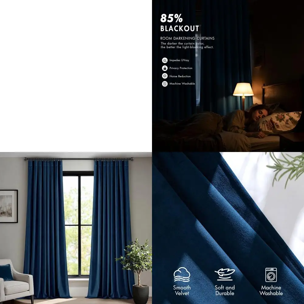 Navy Blue Velvet 108 Insulated Blackout Curtains, Soundproof & Privacy, 42x108 Set of 2 for Home
Navy Blue Velvet 108 Insulated Blackout Curtains, Soundproof & Privacy, 42x108 Set of 2 for Home