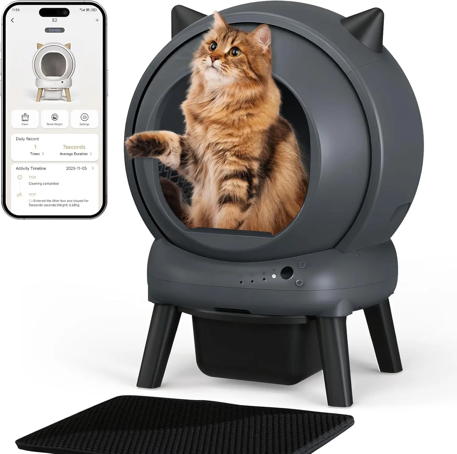 Self Cleaning Litter Box - E2 Automatic Cat Litter Box Smart Robot, APP Control,Weight Monitoring - Ultra-Quiet, for Medium Cats
Self Cleaning Litter Box - E2 Automatic Cat Litter Box Smart Robot, APP Control,Weight Monitoring - Ultra-Quiet, for Medium Cats