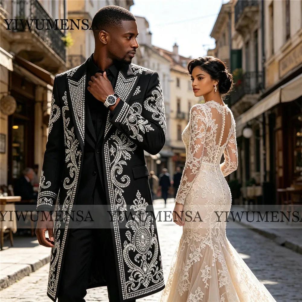 Exclusive Suit Man 3 Piece Sets Rhinestones Beaded Prom Blazer Long Custom Made Man Formal Party Wedding Tuxedo Evening Outfits
Exclusive Suit Man 3 Piece Sets Rhinestones Beaded Prom Blazer Long Custom Made Man Formal Party Wedding Tuxedo Evening Outfits