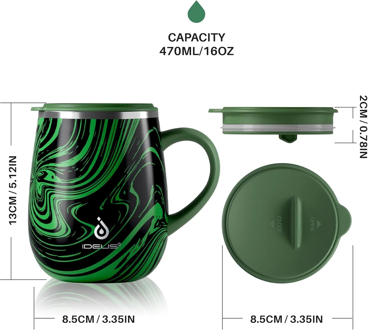 Ideus 470ml Coffee Cup With Handle And Lid, Double-Layer Stainless Steel Vacuum Coffee Cup, Travel Coffee Cup, Suitable For Home
Ideus 470ml Coffee Cup With Handle And Lid, Double-Layer Stainless Steel Vacuum Coffee Cup, Travel Coffee Cup, Suitable For Home