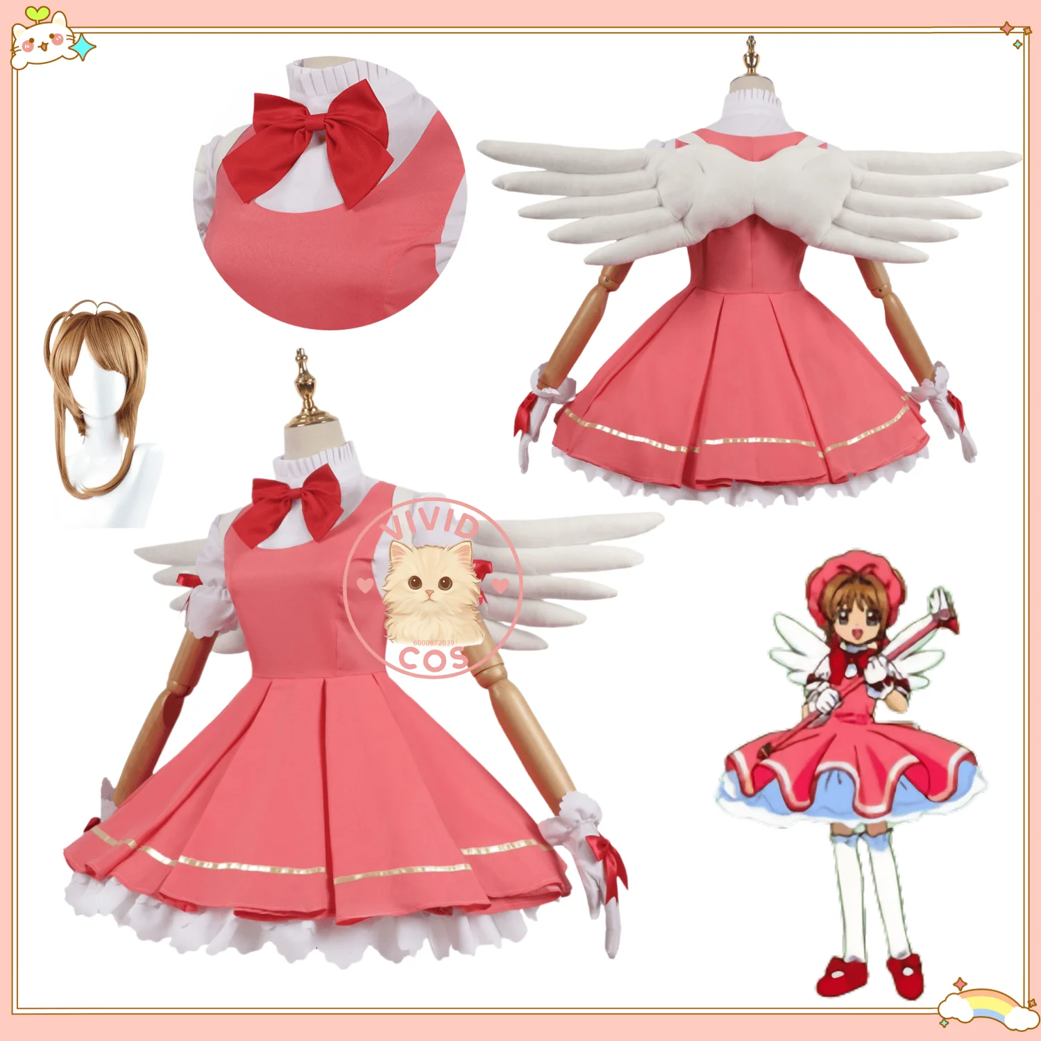 Anime Cardcaptor Sakura Cosplay Kinomoto Sakura Costume Anime Clothes Wig Pink Lolita Dress for Women Halloween Cos Party Suit
Anime Cardcaptor Sakura Cosplay Kinomoto Sakura Costume Anime Clothes Wig Pink Lolita Dress for Women Halloween Cos Party Suit