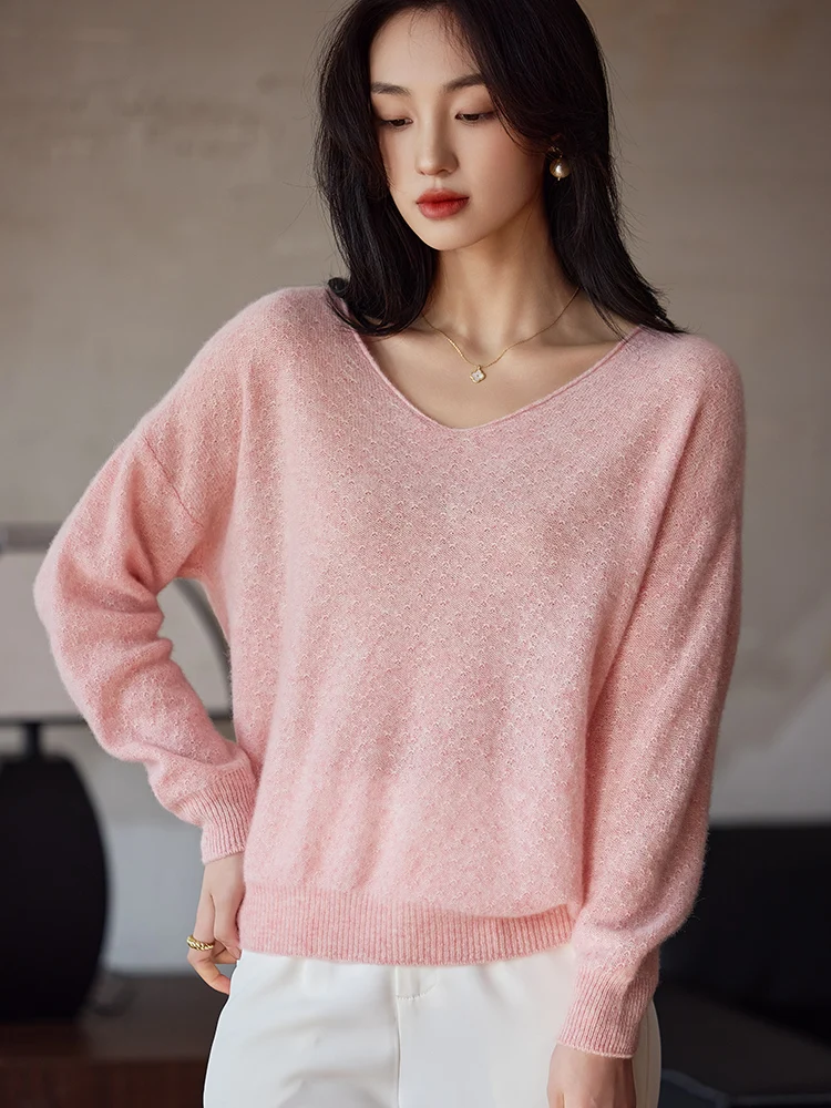 Spring/Summer New Cashmere Sweater Women's V-neck Knitted Solid Color Pullover 100% Pure Wool Casual Loose Korean Fashion Top
Spring/Summer New Cashmere Sweater Women's V-neck Knitted Solid Color Pullover 100% Pure Wool Casual Loose Korean Fashion Top