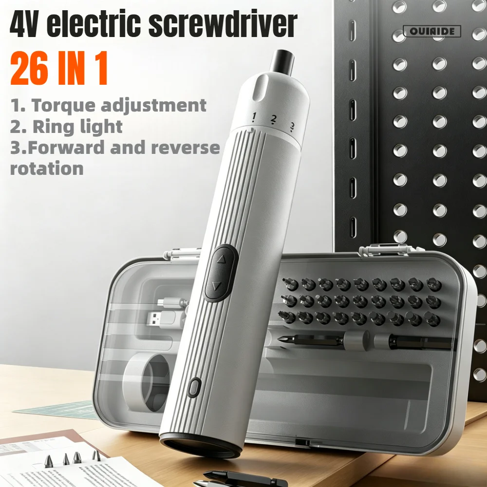 New Cordless Electric Screwdriver Rechargeable 3-Speed Torque 2000mAh Mini Drill 4V Power Repair Tools Set Household Maintenance
New Cordless Electric Screwdriver Rechargeable 3-Speed Torque 2000mAh Mini Drill 4V Power Repair Tools Set Household Maintenance