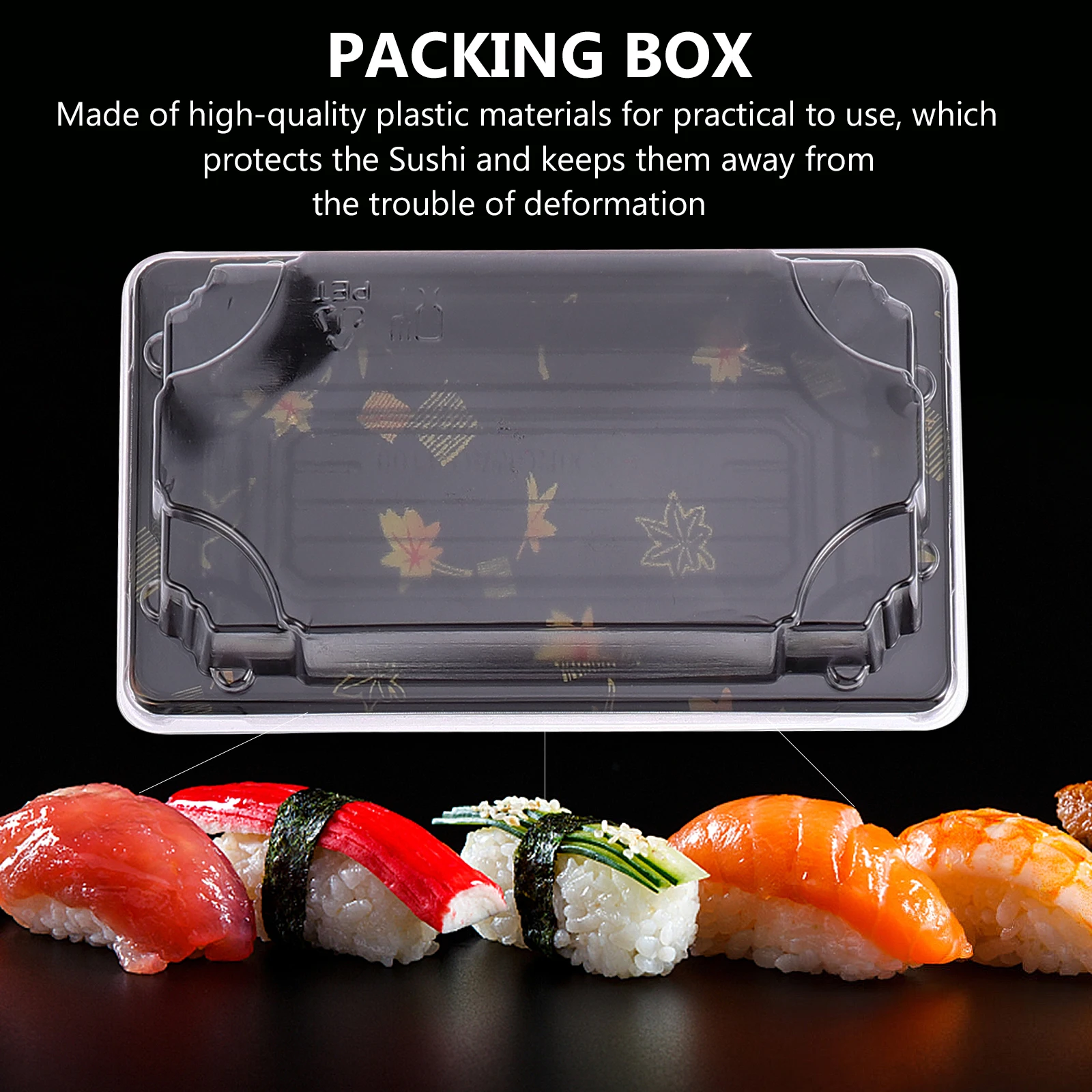 50 pcs Disposable Sushi Plastic Packing Portable Food Storage Container Lightweight Lunch Box For School Work Picnic Camping
50 pcs Disposable Sushi Plastic Packing Portable Food Storage Container Lightweight Lunch Box For School Work Picnic Camping