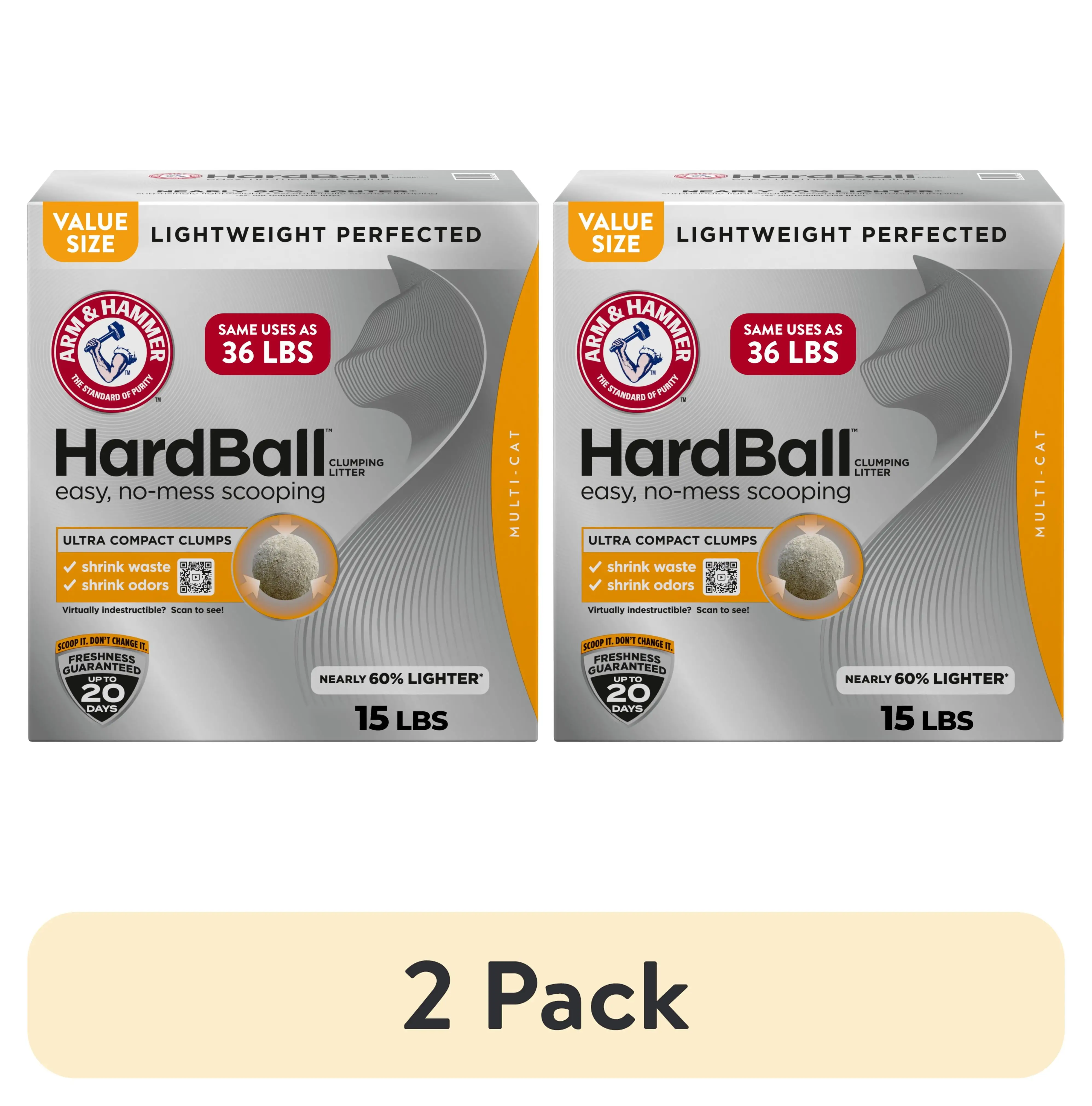 2 pack lightweight clumping cat litter for multi-cat homes with no-mess scooping, 15 lb total
2 pack lightweight clumping cat litter for multi-cat homes with no-mess scooping, 15 lb total