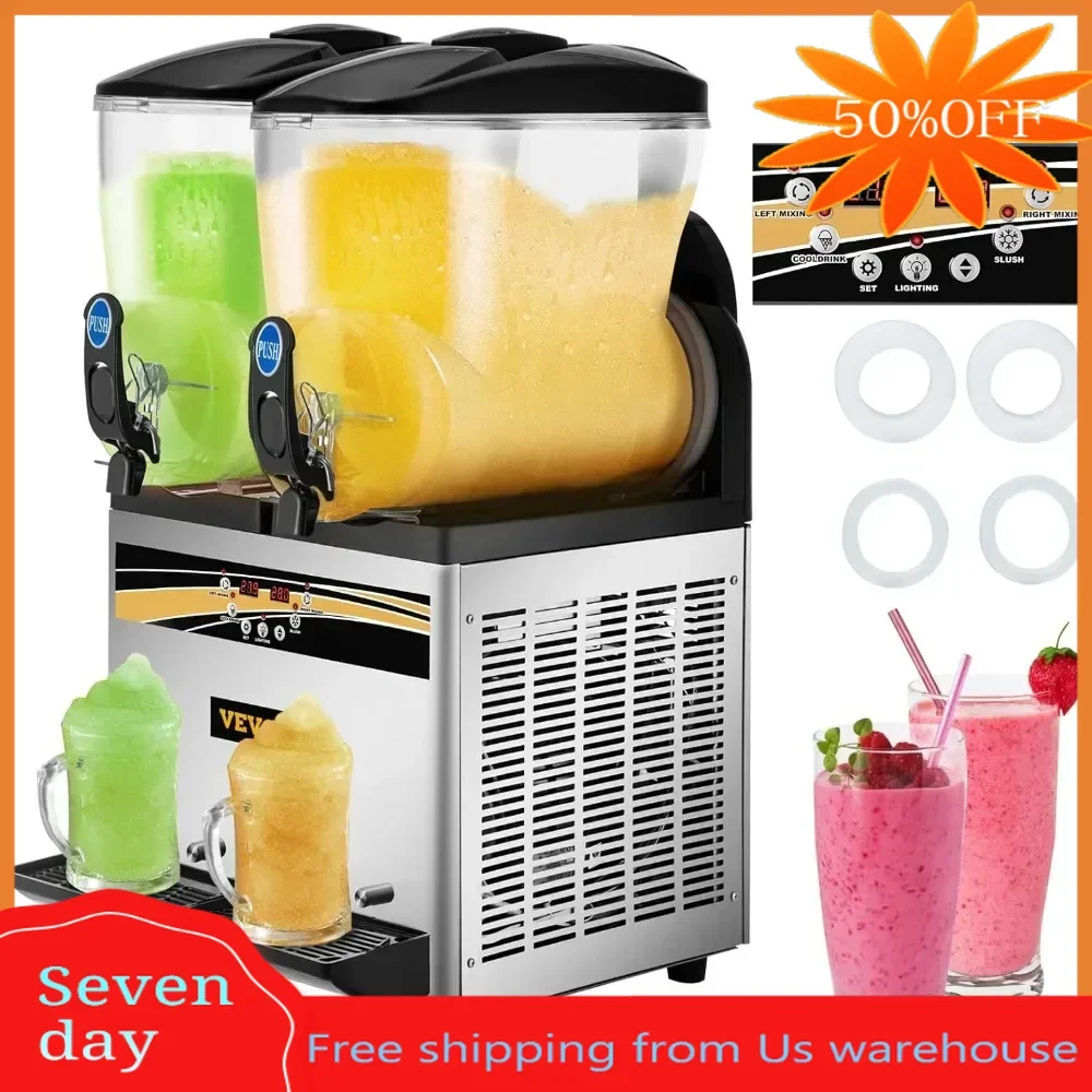 Commercial Slushy Machine, 15Lx2 Tank Margarita Maker, 1000W Stainless Steel Smoothie Frozen Drink Maker
Commercial Slushy Machine, 15Lx2 Tank Margarita Maker, 1000W Stainless Steel Smoothie Frozen Drink Maker