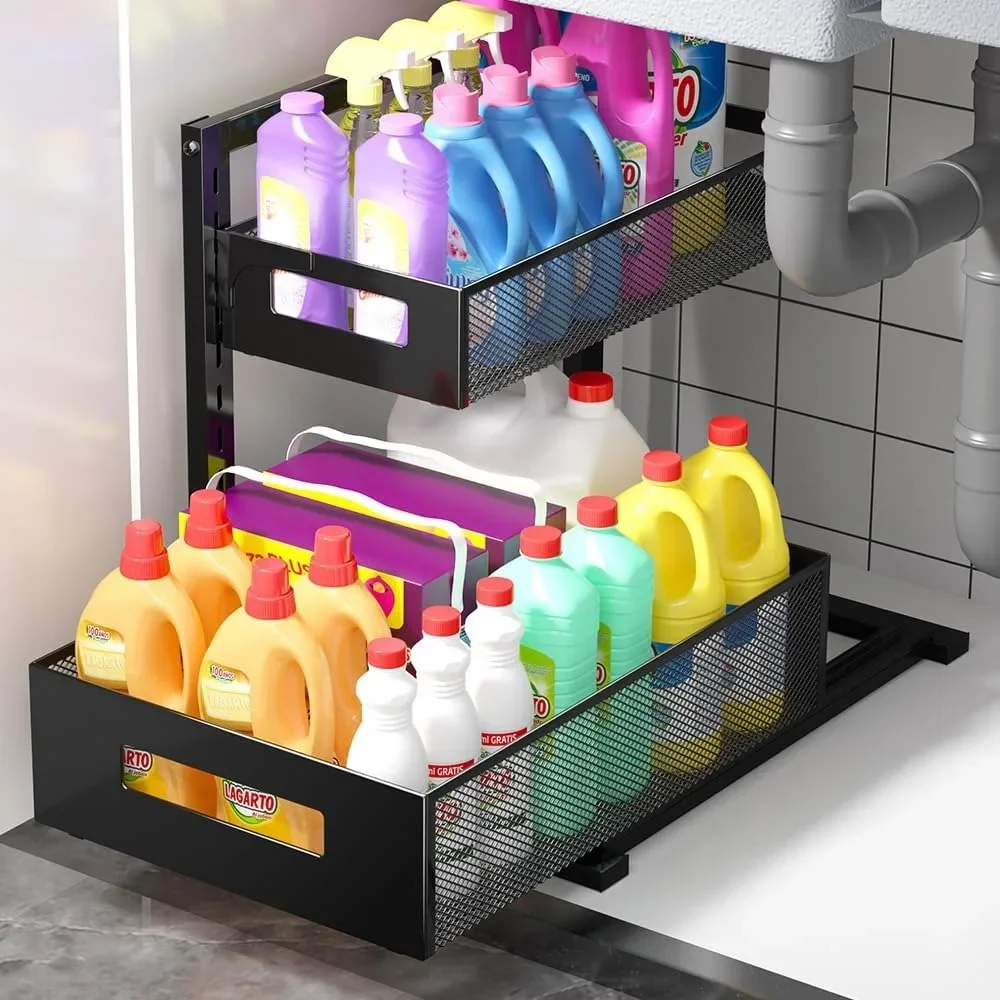 2-Tier Metal Under Sink Organizer, Pull Out Smoothly Under Kitchen Sink Organizer with Track,Kitchen and Bathroom
2-Tier Metal Under Sink Organizer, Pull Out Smoothly Under Kitchen Sink Organizer with Track,Kitchen and Bathroom